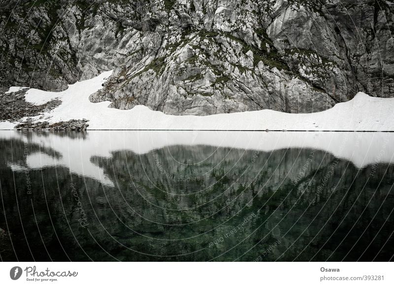 Seeleinsee Umwelt Natur Landschaft Urelemente Erde Wasser Sommer Felsen Alpen Berge u. Gebirge Berchtesgadener Alpen Seeufer kalt trist kahl Schnee