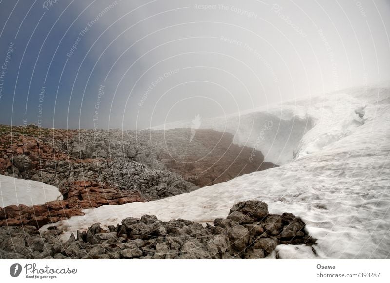 Schneewehe Umwelt Natur Landschaft Urelemente Erde Wasser Himmel Wolken Sommer Klima Klimawandel Wetter Schönes Wetter schlechtes Wetter Nebel Hügel Felsen