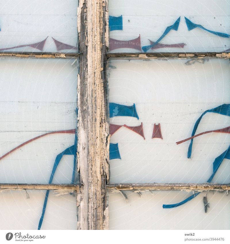 Überbleibsel Fenster Holz Glas Kunststoff Totale Menschenleer Strukturen & Formen Detailaufnahme Außenaufnahme lost places verfallen Farbfoto Gedeckte Farben