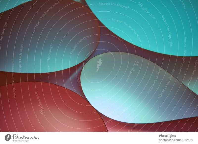 Geschwungene Formen in verschiedenen Farben geschwungen rot Papier rund Hintergrund Farbfoto Studioaufnahme Nahaufnahme mehrfarbig Muster Strukturen & Formen