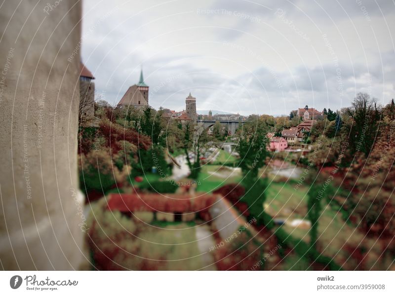 Spielzeugstadt Kleinstadt Altstadt Skyline bevölkert Haus Burg oder Schloss Mauer Wand Fassade alt historisch Dach Idylle Farbfoto Außenaufnahme Menschenleer