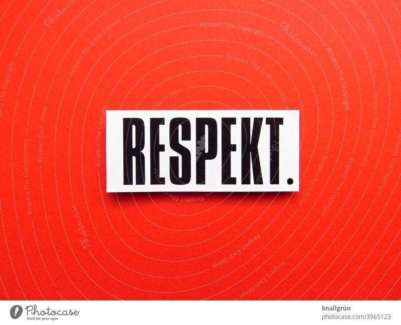 Respekt. Mensch Miteinander Achtung Stimmung Gefühle Buchstaben Wort Satz Text Letter Lateinisches Alphabet Schriftzeichen Typographie Sprache