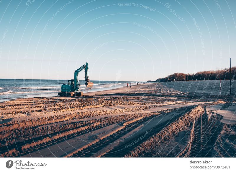 Dünenschutz auf Usedom im Winter Weitwinkel Panorama (Aussicht) Zentralperspektive Totale Starke Tiefenschärfe Lichterscheinung Kontrast Schatten