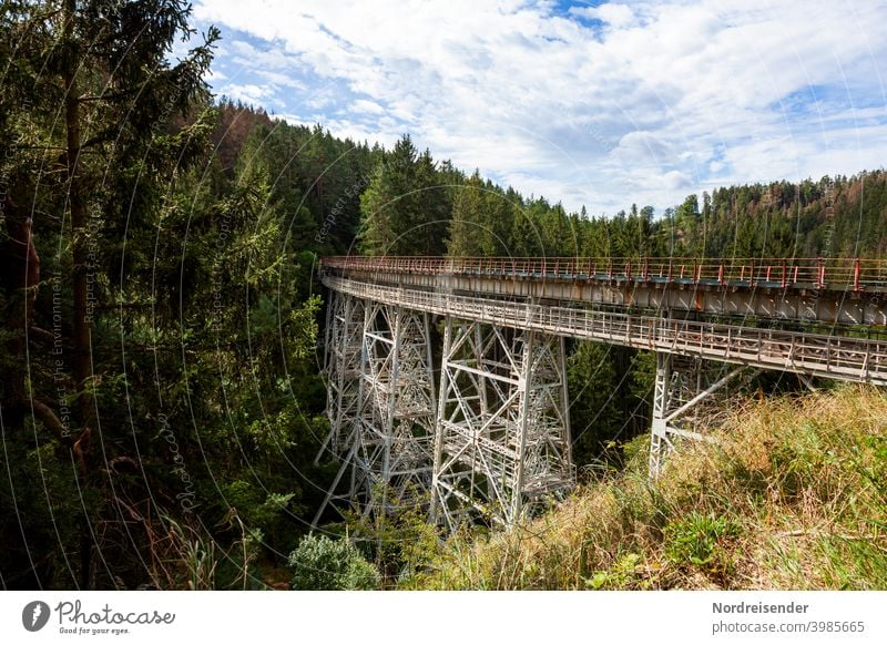 Die Ziemestalbrücke in Thüringen, altes Viadukt aus Stahl ziemestalbrücke eisenbahnbrücke viadukt thüringen schienen wald bauwerk bahnstrecke denkmal reiseziel