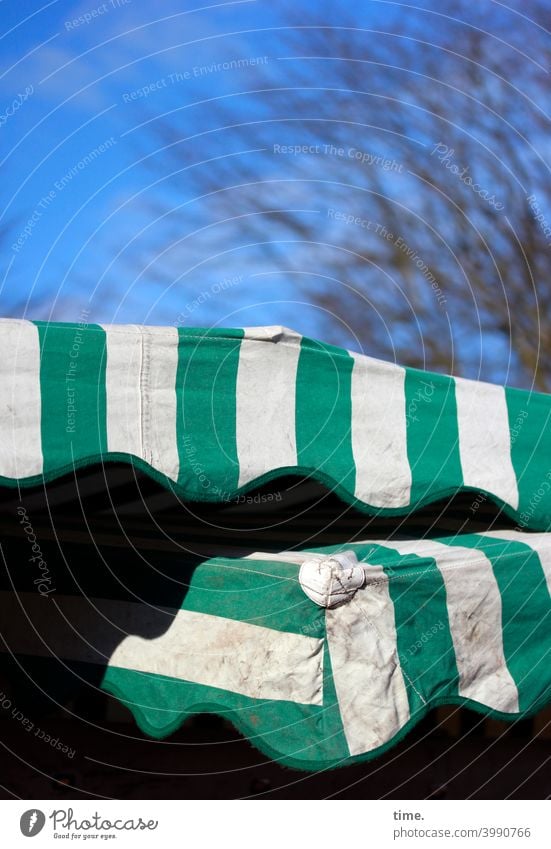 Markttag | Abdeckung dach zeltplane marktstand himmel baum winter Schönes Wetter Sonnenlicht schatten sicherheit schutz regenschutz übereinander zwei überlappen