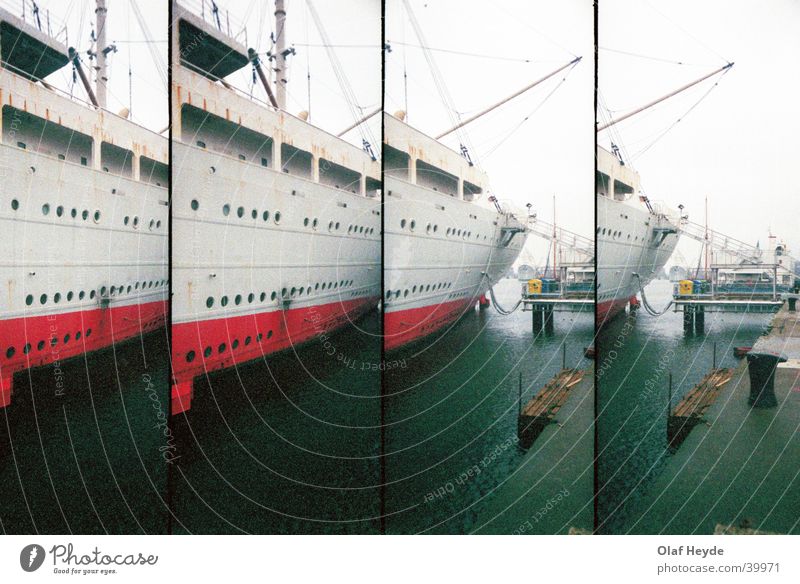 Georg Büchner Heck Wasserfahrzeug Kran Anlegestelle Rostock Schifffahrt Hafen Lomografie