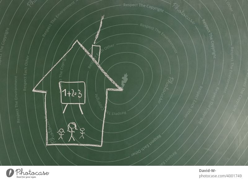 corona - homeschooling Homeschooling coronavirus Quarantäne Bildung Schule Kinder pandemie Unterricht zu Hause Entwicklung Corona lernen Tafel Kreide Familie