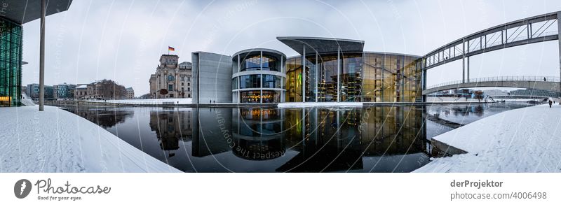 Paul-Löbe-Haus mit Spiegelung II Reichstag Ruhe Lockdown Kultur Kunst Berlin-Mitte Kongressgebäude Stadtzentrum Bauwerk Gebäude Farbfoto Wahrzeichen