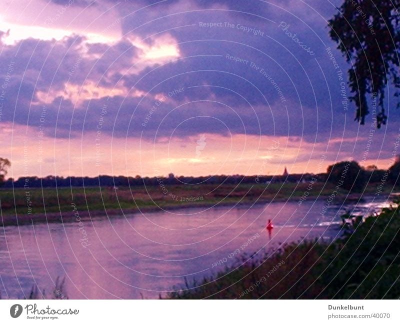 Elbe Wolken Wasser Himme Sonne Abend