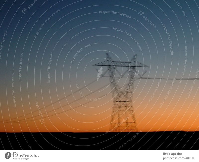 the skid Sonnenuntergang Telefonmast Unschärfe Arizona Elektrizität Strommast Gestell Elektrisches Gerät Technik & Technologie USA Leitung Himmel