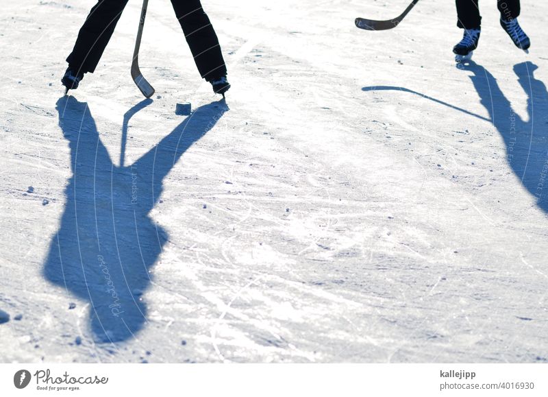 thunfischdosenhockey Eishockey Eishockeyschläger eishockeytor Eisfläche Wintersport Schlittschuhe Schlittschuhlaufen Sport Frost kalt Farbfoto Freizeit & Hobby