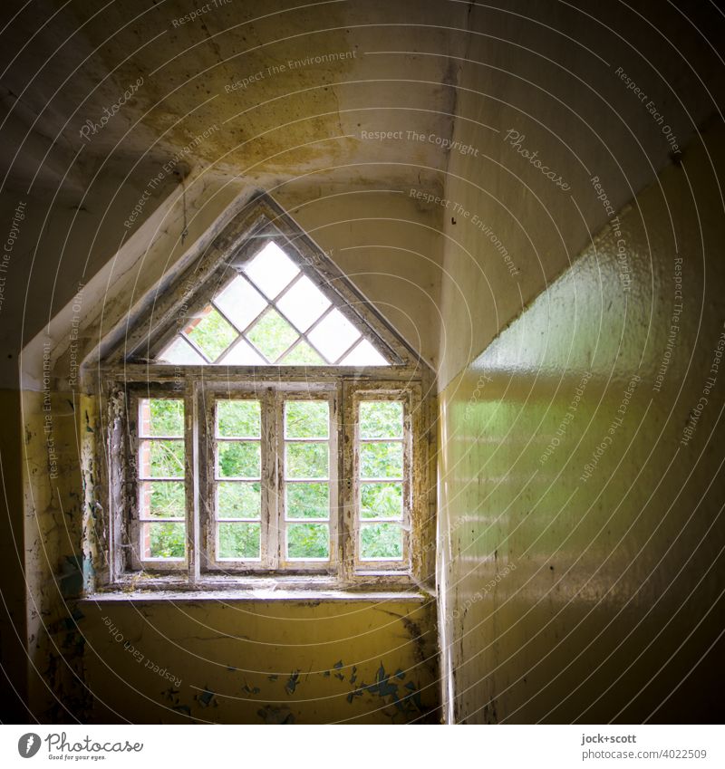 Fenster reflektiert im verlorenen Raum lost places Architektur Zahn der Zeit verfallen Endzeitstimmung Strukturen & Formen Reflexion & Spiegelung Ruine