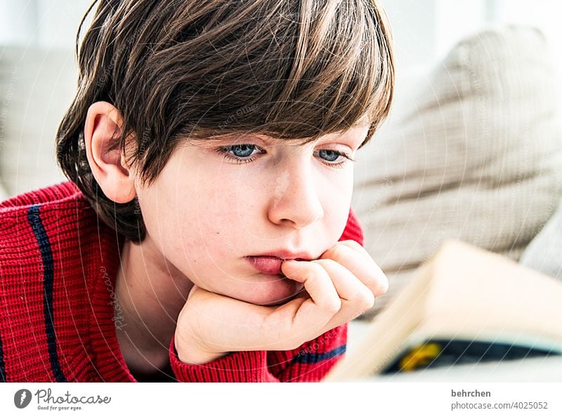 lesen macht schlau! Nahaufnahme zuhause Haare & Frisuren vertieft Kontrast Finger Hand konzentriert Wissen aufmerksam Familie & Verwandtschaft Schule