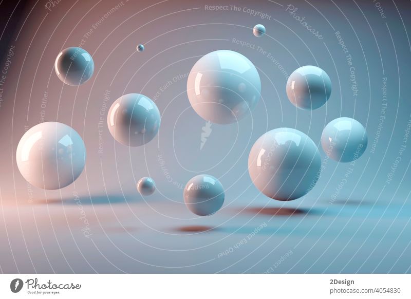 Aufgehängte Kugeln auf einem warmen und kalten Hintergrund. 3D-Bild-Rendering. hängend Ball Element Klasse Zukunft Menschengruppe Link rendern sozial