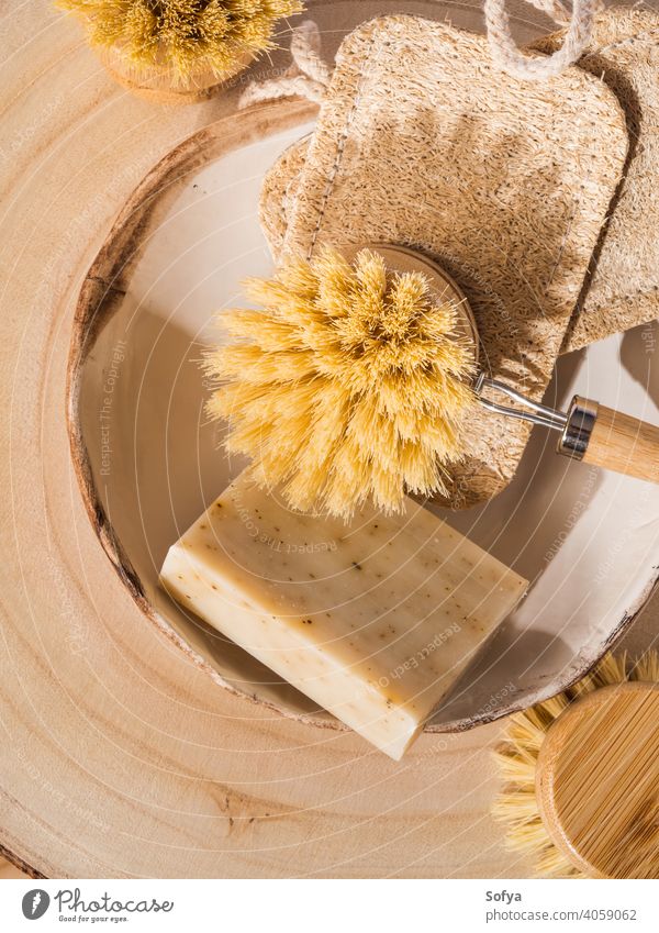 Zero Waste Geschirrspülen Küche Haus Öko-Reinigungsmittel null Abfall nachhaltig Speise Waschen Bürste Loofah Seife Reinigen heimwärts natürlich Holz freundlich