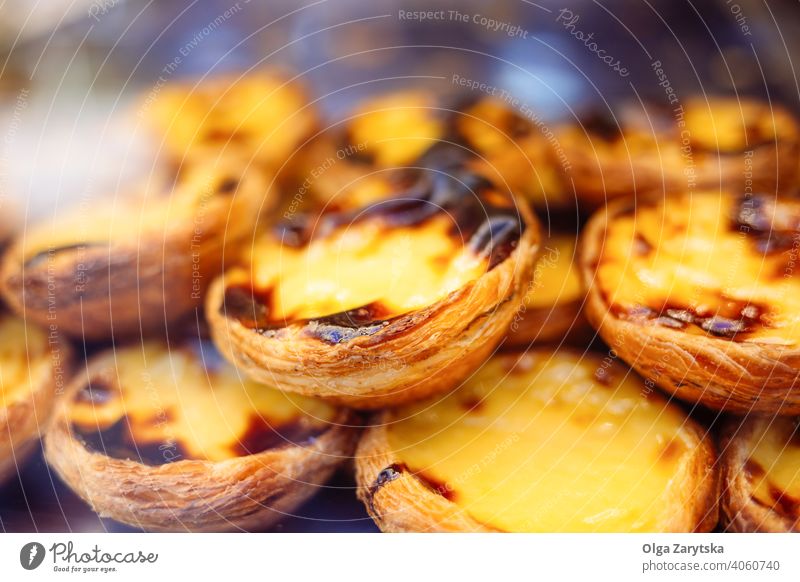 Portugiesische Nachspeise - Pastel de nata. Dessert Pastel de Nata Lebensmittel Vanillepudding lecker süß geschmackvoll traditionell Ei Gebäck Pasteten Torte