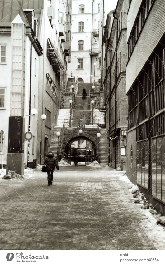 stockholm Stockholm Gasse Eingang Hochformat Europa Treppe Schwarzweißfoto