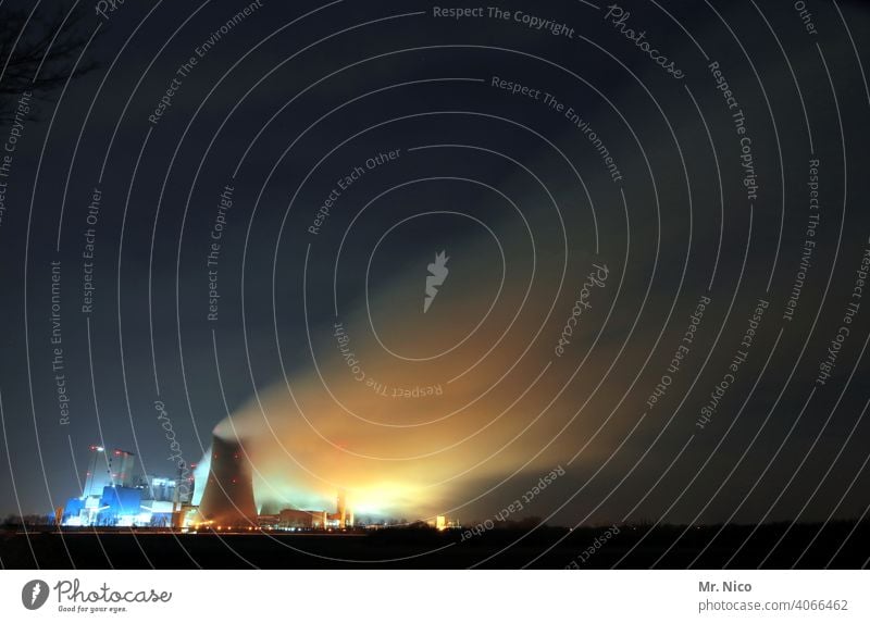 Kraftwerk Kühlturm umweltbelastung industrieromantik Schornstein Energiewirtschaft Licht Luftverschmutzung Industrie Umwelt Umweltverschmutzung Kohlekraftwerk