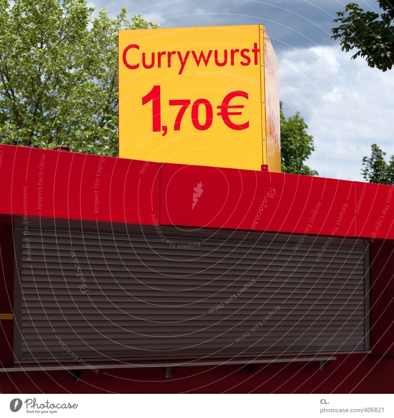 currywurst Lebensmittel Wurstwaren Ernährung Essen Mittagessen Abendessen Fastfood Gesunde Ernährung Himmel Schönes Wetter Baum Fenster Diät Armut Billig