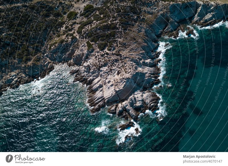 Luftaufnahme der griechischen Küstenlinie Griechenland Insel Antenne Drohnenansicht MEER Seeküste Sommer Sommerurlaub Sommerzeit Ferien & Urlaub & Reisen