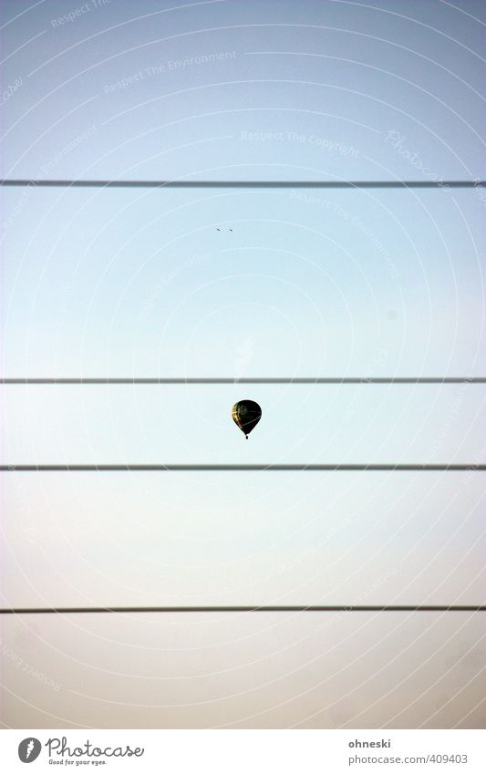 Ausflug Luftverkehr Kabel Wolkenloser Himmel Fluggerät Ballone Linie Abenteuer Freiheit Ferne Farbfoto Außenaufnahme Luftaufnahme abstrakt Textfreiraum oben