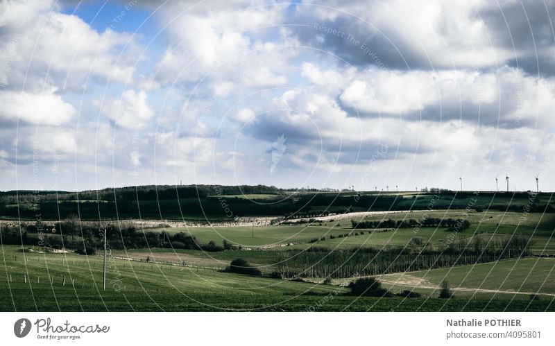 Ländliche Landschaft in Frankreich Horizont grün Frühling Sommer ländlich Feld Natur natürlich Wiese Himmel im Freien Gras Saison Umwelt Hintergrund Ackerbau