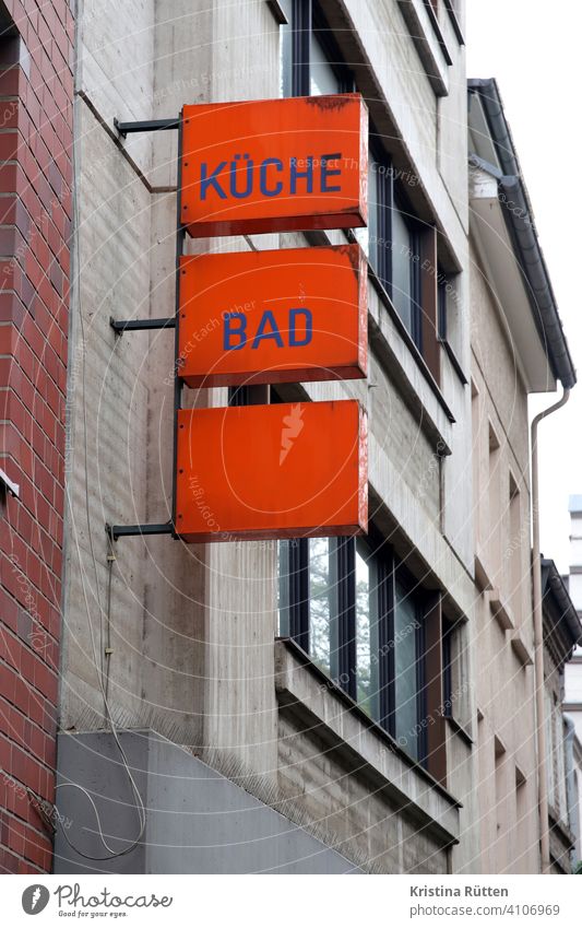 küche bad leuchtreklame schild reklameschild werbung werbeschild laden geschäft badezimmer küchen planung badmöbel küchenmöbel zubehör ausstattung armaturen