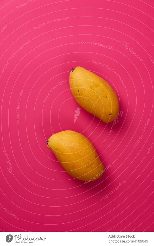 Mango auf rosa Hintergrund Sortiment frisch minimalistisch Gesundheit saftig natürlich Frucht lecker reif roh Essen Vitamin Frische Ordnung Ernährung