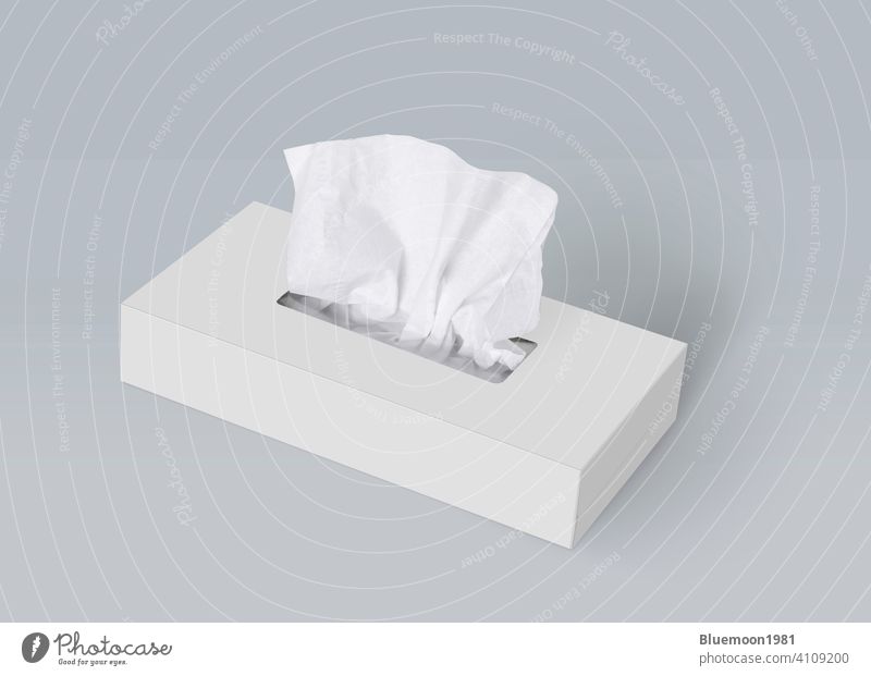 Tissue-Box auf hellgrauem Hintergrund Mock-up Attrappe editierbar Wandel & Veränderung Papier vereinzelt Serviette Vorlage weiß Gesichtsbehandlung Produkt weich