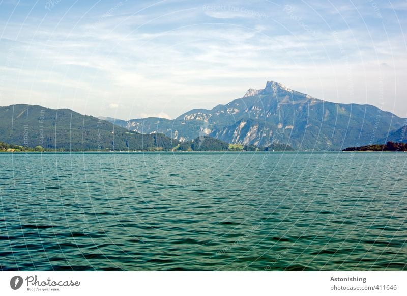 der Schafberg Umwelt Natur Landschaft Luft Wasser Himmel Wolken Horizont Sommer Wetter Schönes Wetter Wärme Baum Wald Hügel Felsen Alpen Berge u. Gebirge Gipfel