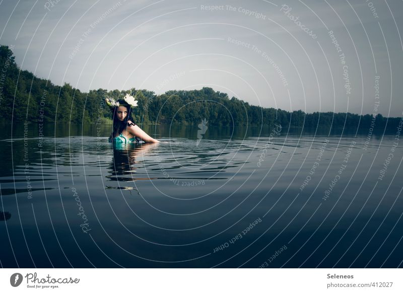 Seejungfrau Ferien & Urlaub & Reisen Ausflug Ferne Freiheit Mensch feminin Frau Erwachsene 1 Umwelt Natur Landschaft Wasser Himmel Horizont Sommer