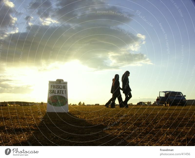 Frischer Salat Sonnenuntergang Wolken Silhouette Gegenlicht Gesundheit Schilder & Markierungen Musikfestival Himmel Schatten Werbung