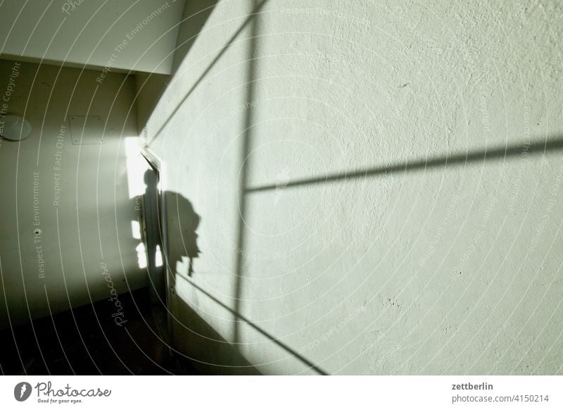 Noch ein Schatten im Treppenhaus absatz abstieg abwärts altbau aufstieg aufwärts licht mann mehrfamilienhaus mensch menschenleer mietshaus schatten stufe