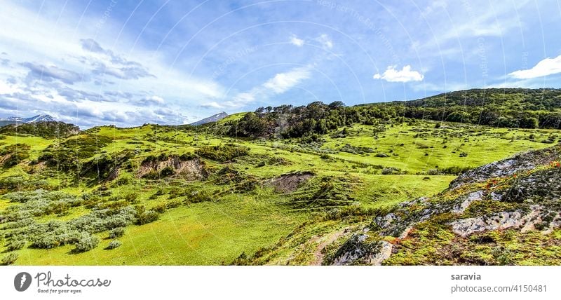 general  view  of  the  field  on  a  clear  day nature natural clouds landscape colors green mountain vacation outdoor travel