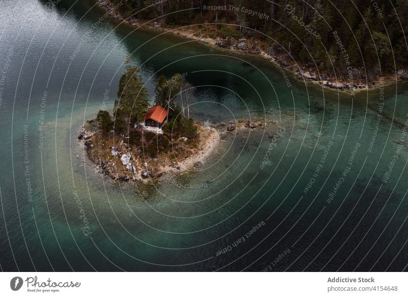 Haus auf Insel im Meer MEER einsam Gebäude Cottage Wasser Landschaft Harmonie atemberaubend Deutschland Österreich malerisch friedlich ruhig Gelassenheit klein