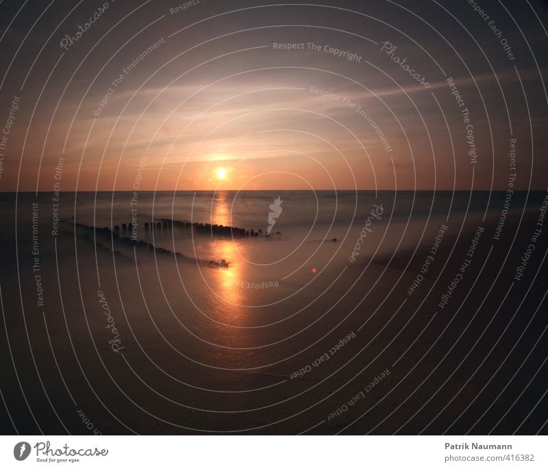 Die große Buhne Umwelt Natur Landschaft Wasser Himmel Wolken Sonnenaufgang Sonnenuntergang Sonnenlicht Schönes Wetter Wind Wärme Wellen Küste Strand Nordsee