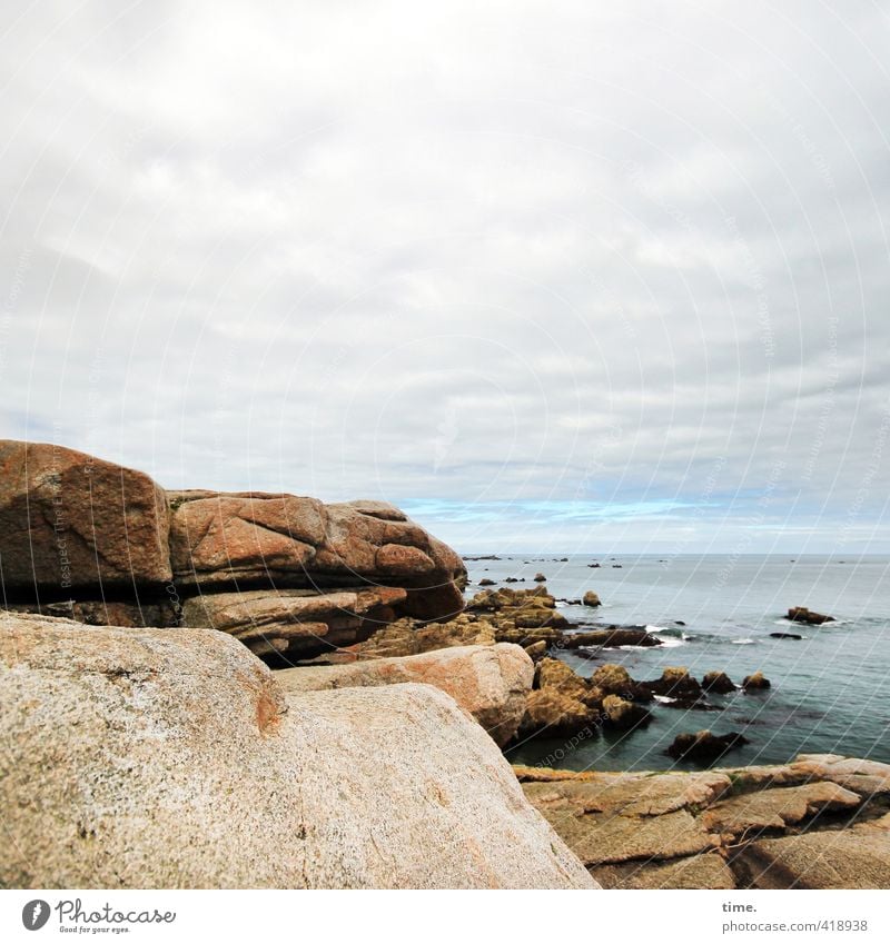 bodenständig | Urgestein Umwelt Natur Landschaft Wasser Himmel Wolken Horizont Herbst Berge u. Gebirge Felsen Bretagne Küste Meer fest Flüssigkeit nass