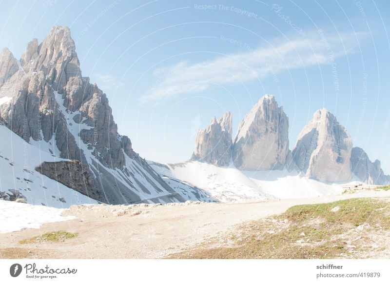 Highlight Umwelt Natur Landschaft nur Himmel Sonnenlicht Schönes Wetter Eis Frost Schnee Felsen Alpen Berge u. Gebirge Gipfel Schneebedeckte Gipfel Schlucht