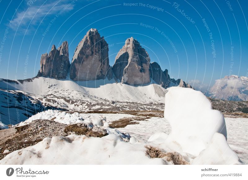 Dreizack Umwelt Natur Landschaft Sonne Sonnenlicht Frühling Klima Klimawandel Schönes Wetter Eis Frost Schnee Felsen Alpen Berge u. Gebirge Gipfel