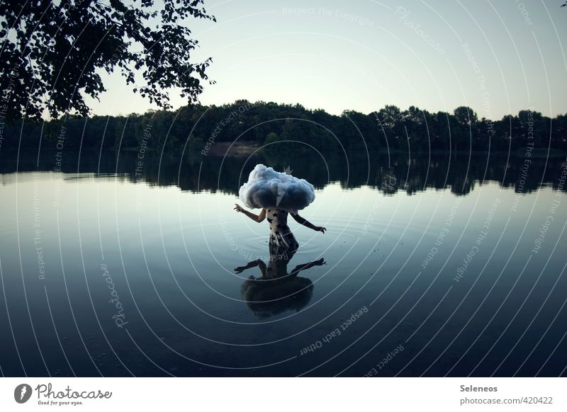 Frühnebel Wellness Erholung Sommer Sonnenbad Mensch Frau Erwachsene 1 Umwelt Natur Wasser Himmel Wolkenloser Himmel Schönes Wetter Pflanze Baum Küste Seeufer