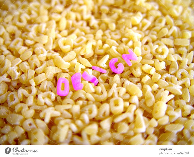 Buchstabensuppe Suppe Teigwaren Fototechnik Ziffern & Zahlen