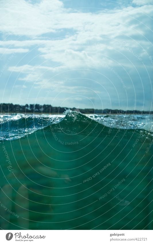 in die Tiefe gehen Natur Wasser Himmel Wetter Wellen Strand Nordsee Ostsee Meer tauchen nass natürlich blau grün erleben Perspektive Irritation frisch Kühlung