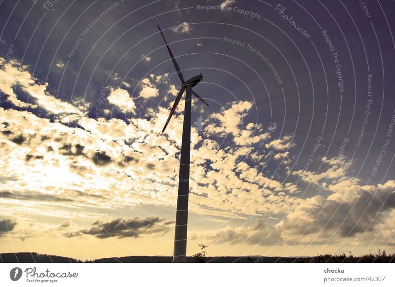 Windkraft Windkraftanlage Wolken Elektrisches Gerät Technik & Technologie Energiewirtschaft Himmel