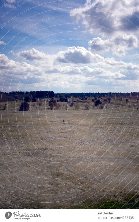 Landschaft mit einsamem Wanderer altocumulus aussicht brandenburg dämmerung feierabend feld fernsicht gebirge himmel horizont hügel klima klimawandel landschaft