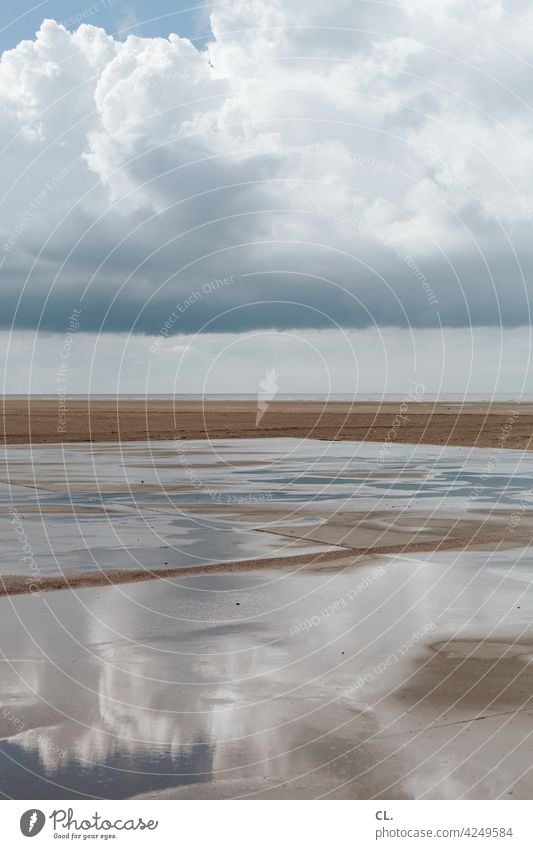 leerstrand Strand Himmel Wolken Wetter Spiegelung Natur Meer Küste Insel Ruhe Erholung Sand Ferien & Urlaub & Reisen Wasser Horizont endlos weite Ferne Freiheit