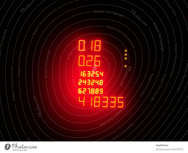 WattNumbers Licht Stil Ziffern & Zahlen Nacht rot Fototechnik Wattenmeer Anzeige