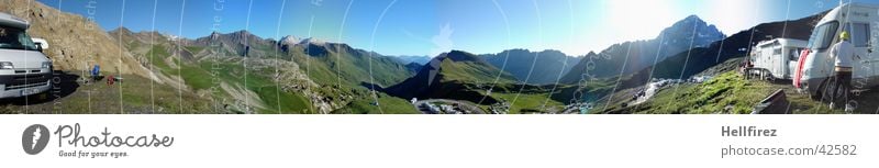 Col de Galibier 1 Tour de France Frankreich Etappenrennen Panorama (Aussicht) alpin Berge u. Gebirge Himmel blau groß Panorama (Bildformat)