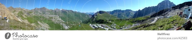 Col de Galibier 3 Tour de France Frankreich Etappenrennen Panorama (Aussicht) alpin Berge u. Gebirge Himmel blau groß Panorama (Bildformat)