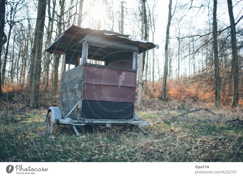 Schießstand Jäger Jagd Stand Wald Natur Wild Tiere Wildtiere Hochsitz Feldweg Holz Wagen Bude Jagen hunting hunter shoot Gewehr Schütze Waldmannsheil