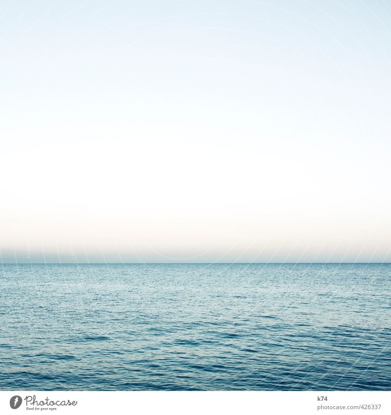 seascape Landschaft Wasser Wolkenloser Himmel Horizont Schönes Wetter Meer leuchten frei frisch Unendlichkeit schön blau Sehnsucht ästhetisch Gelassenheit